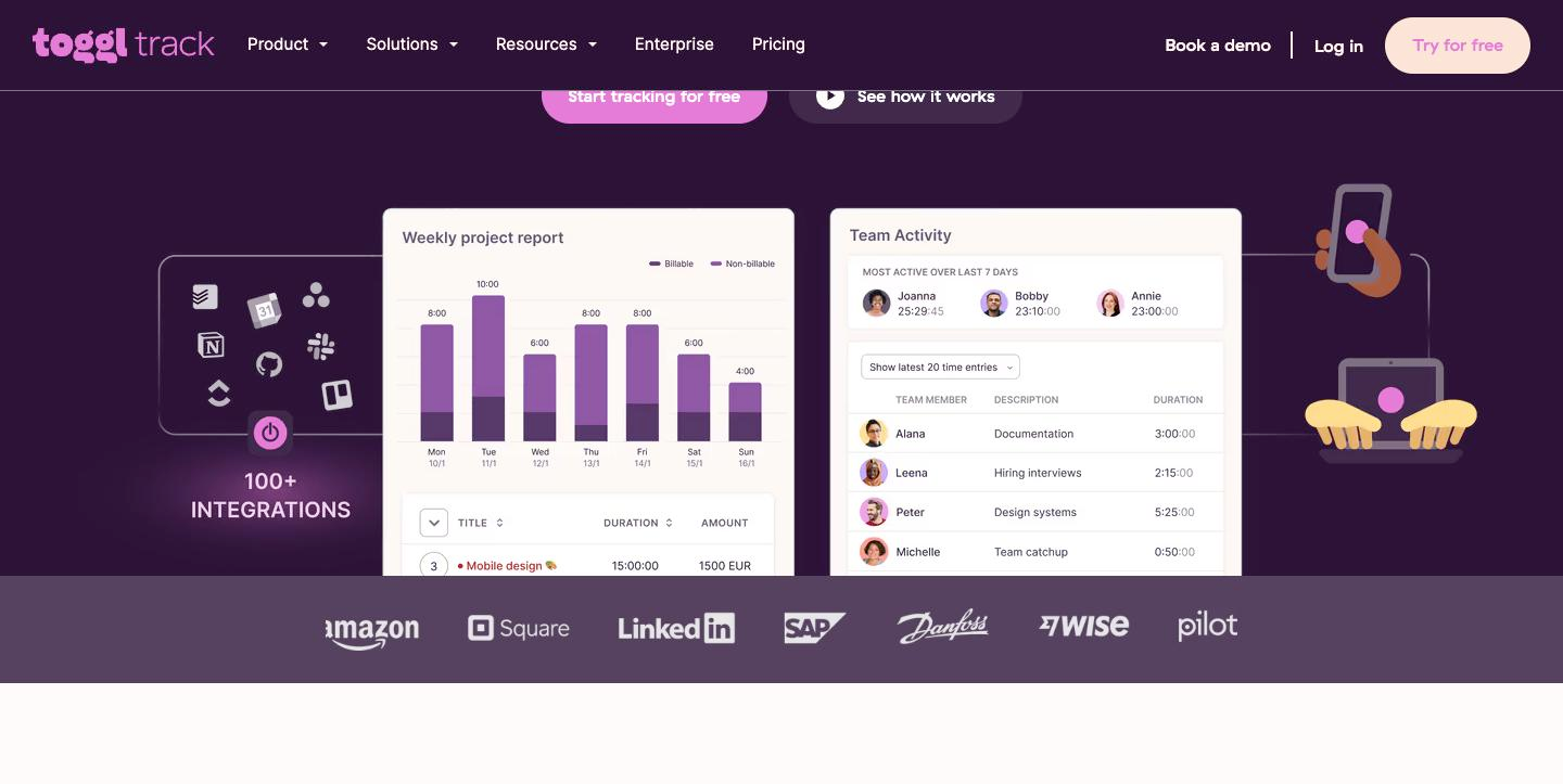 Toggl Track product interface
